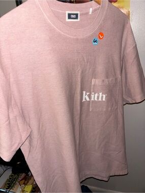 Kith Pocket Tee in Soft Dusty Pink with White Logo